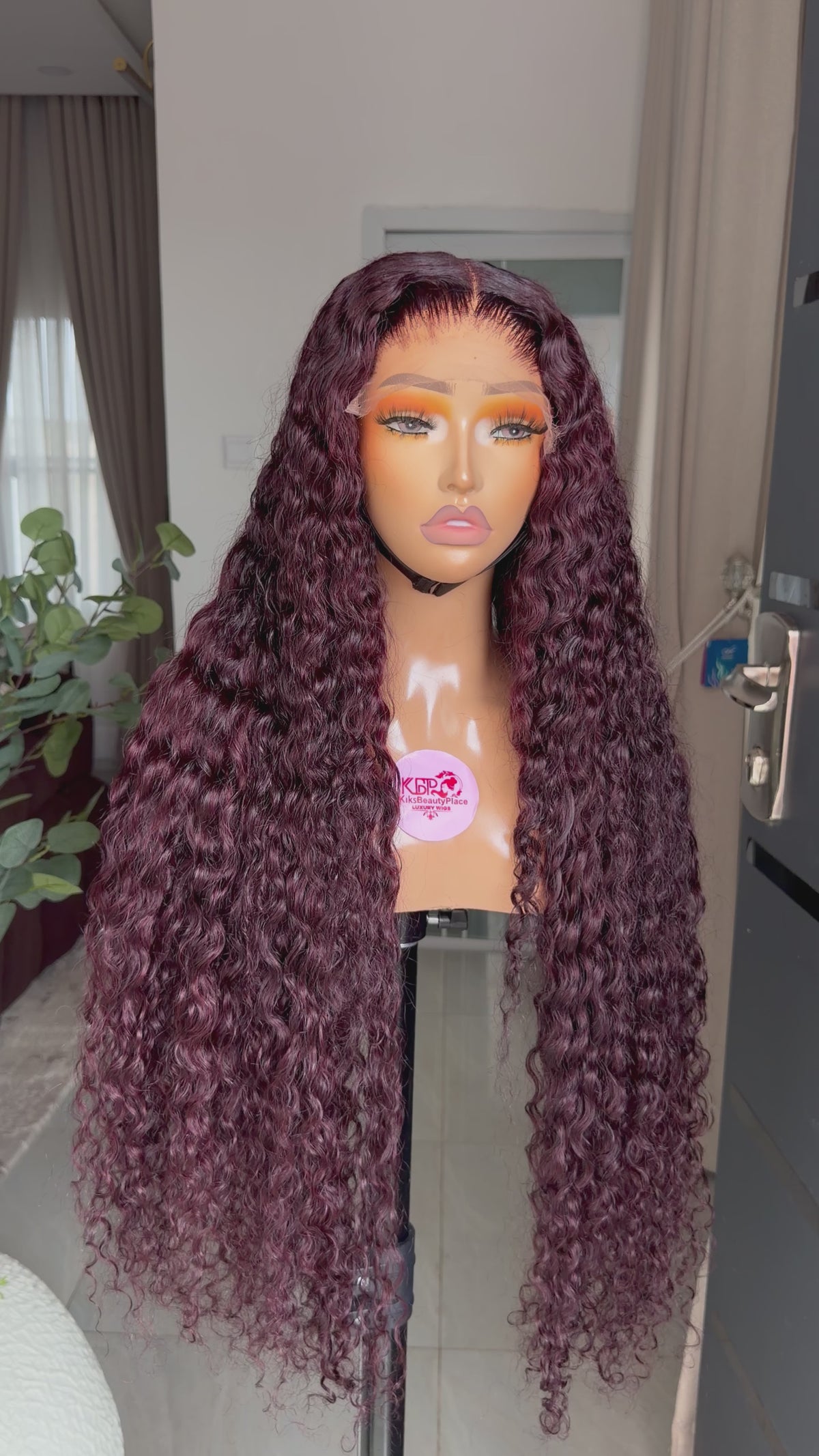 B118 (Burgundy deep curls )